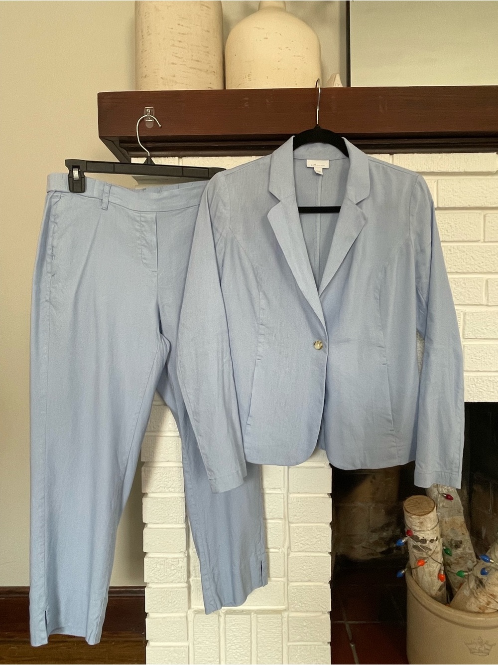 J. Jill Light Blue Linen-Blend Set
